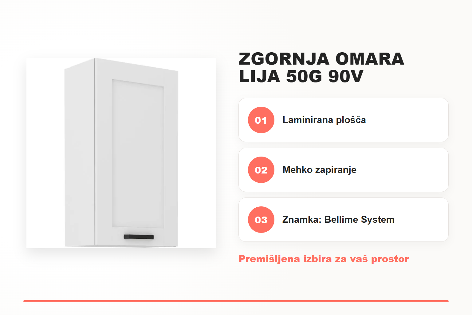 Zgornja omara LIJA 50G 90V – pregled ključnih lastnosti