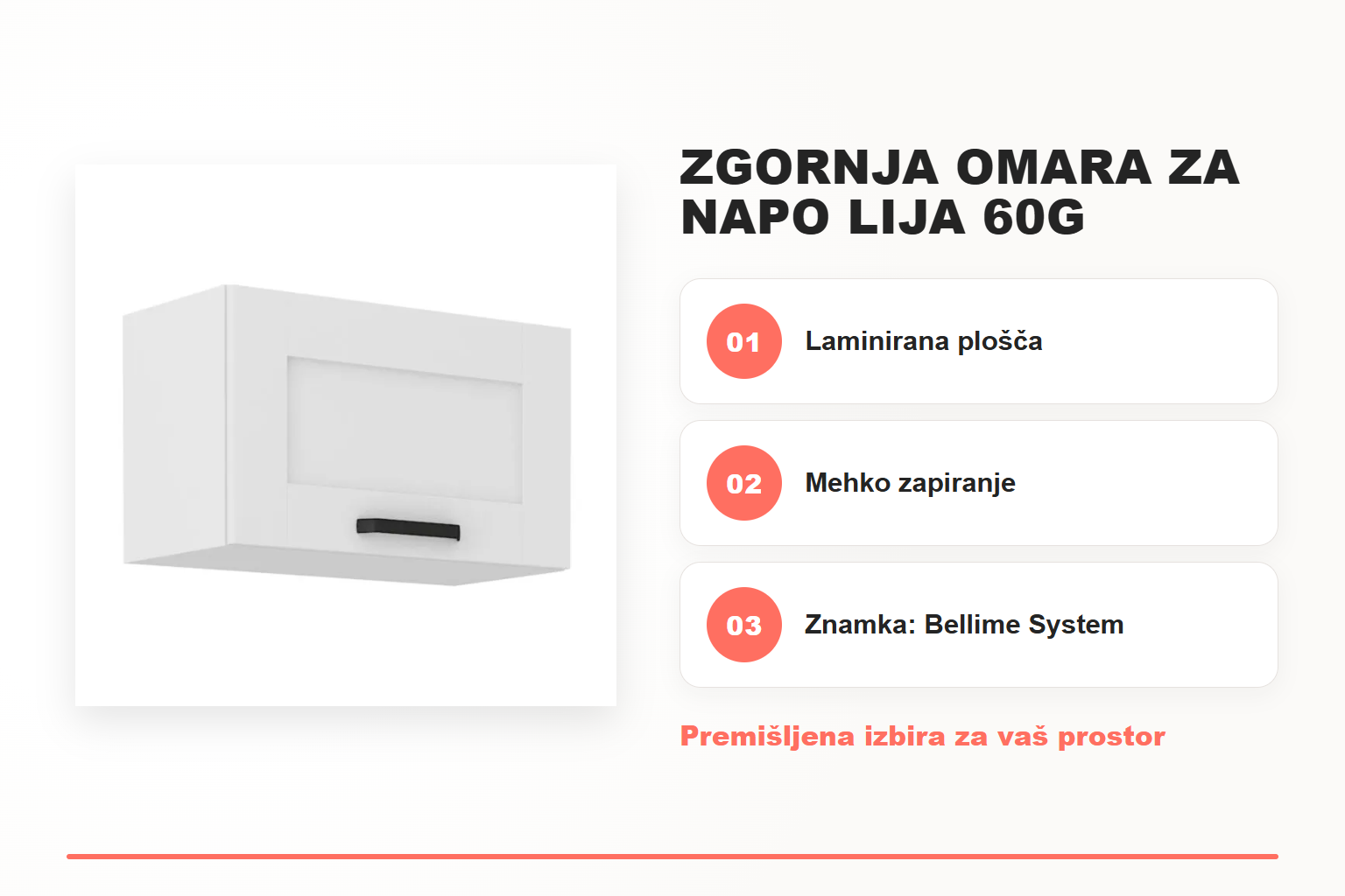 Zgornja omara za napo LIJA 60G – pregled ključnih lastnosti