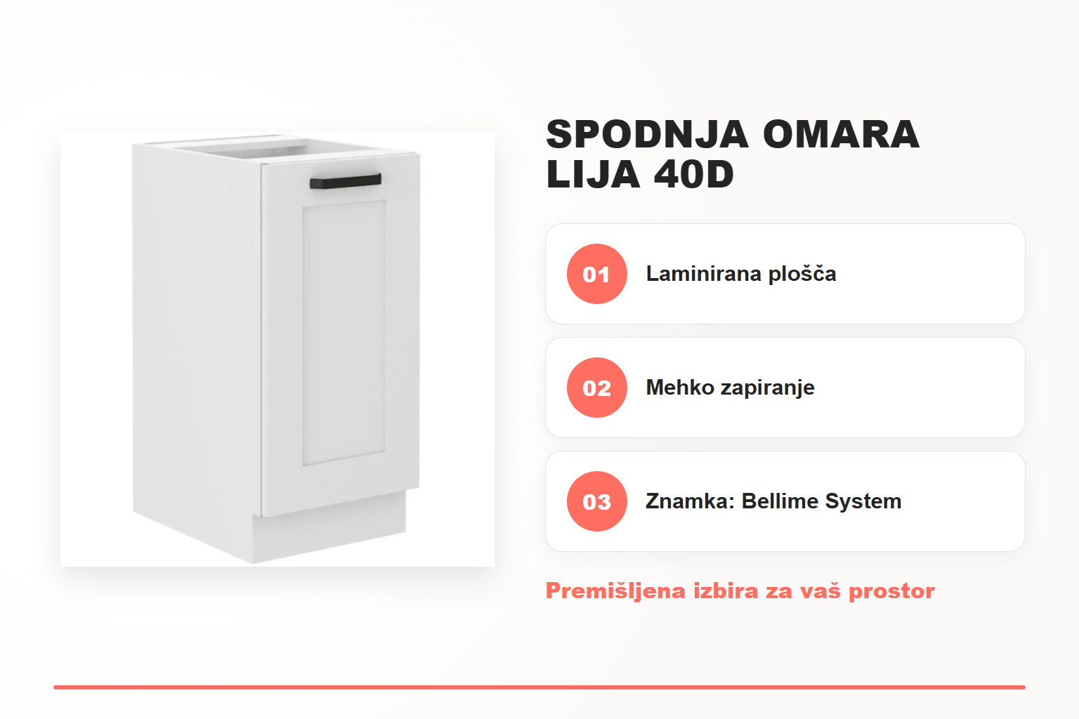 Spodnja omara LIJA 40D – pregled ključnih lastnosti