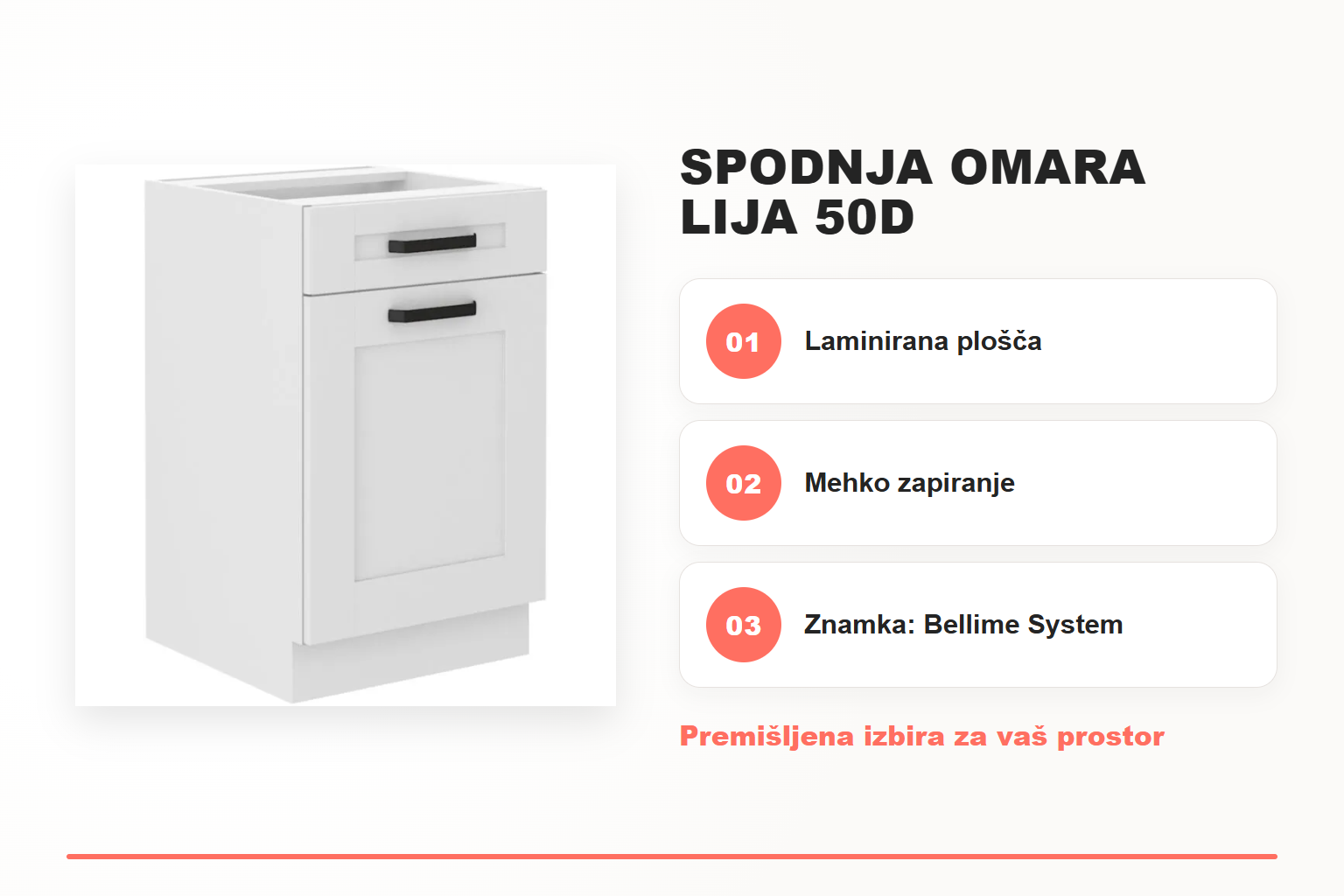 Spodnja omara LIJA 50D – pregled ključnih lastnosti