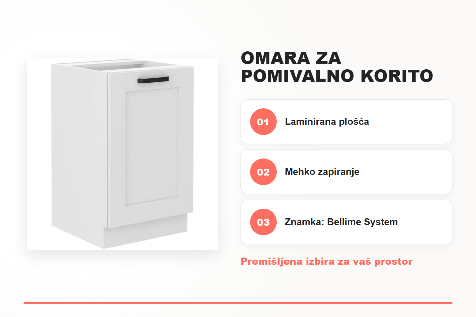 Omara za pomivalno korito LIJA 50D – pregled ključnih lastnosti