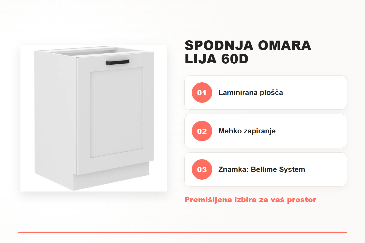 Spodnja omara LIJA 60D – pregled ključnih lastnosti