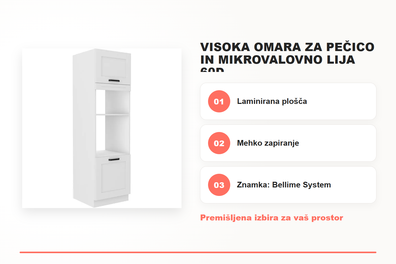 Visoka omara za pečico in mikrovalovno LIJA 60D – pregled ključnih lastnosti
