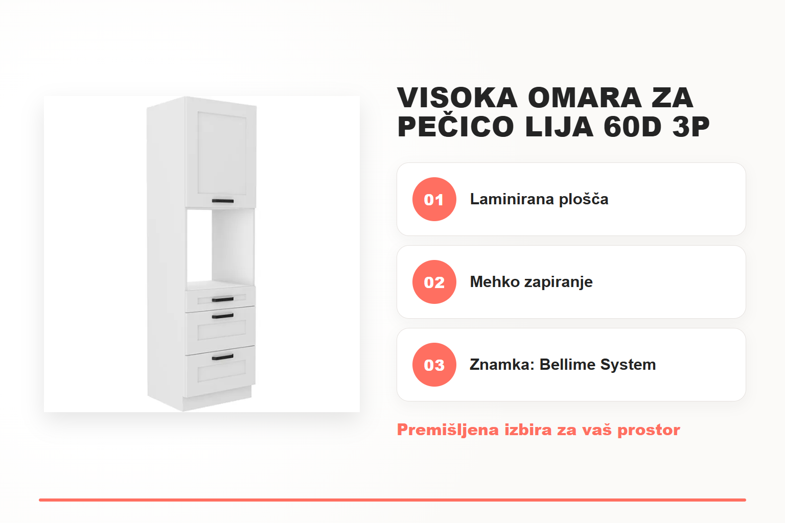 Visoka omara za pečico LIJA 60D 3P – pregled ključnih lastnosti