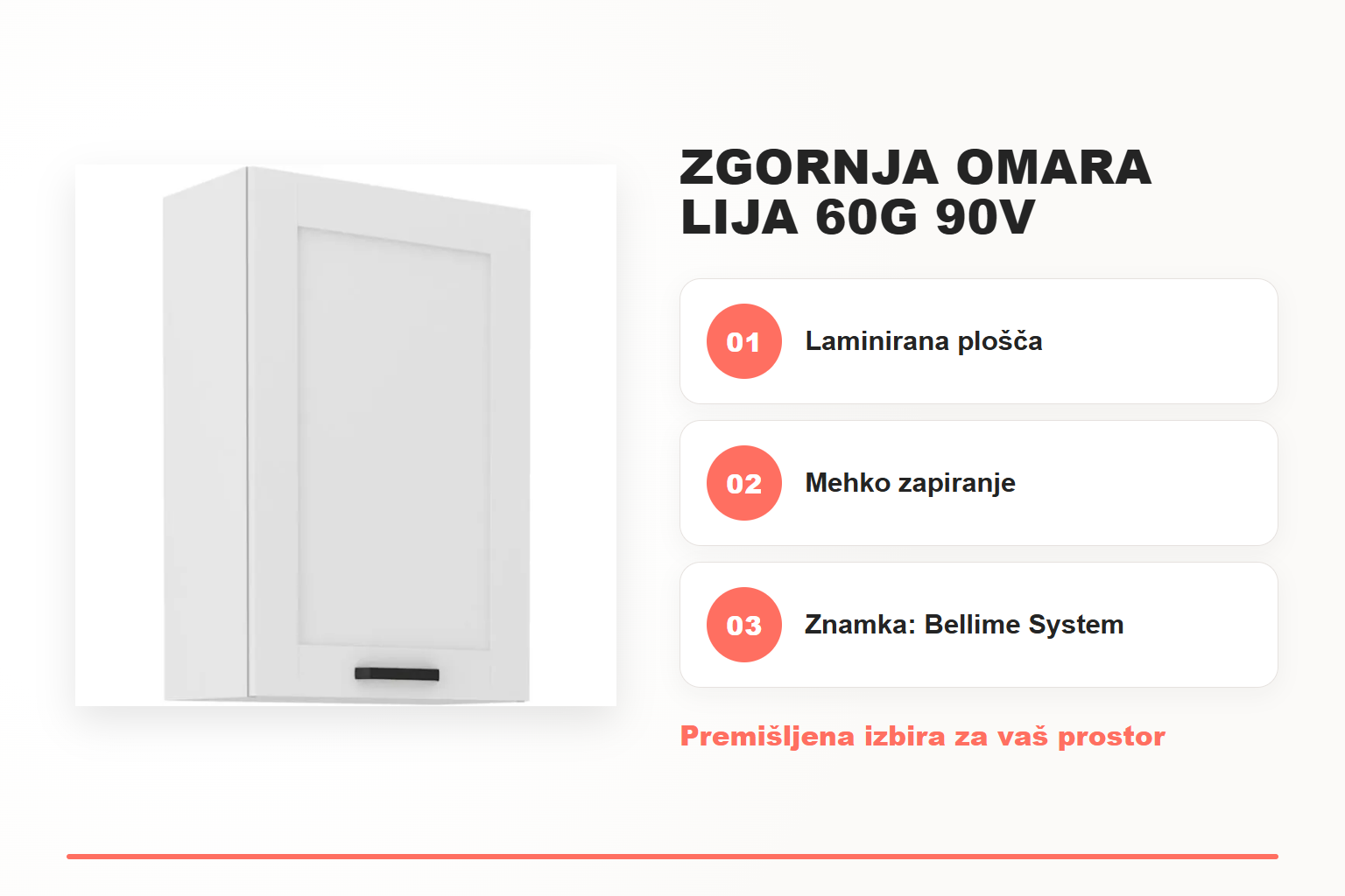 Zgornja omara LIJA 60G 90V – pregled ključnih lastnosti