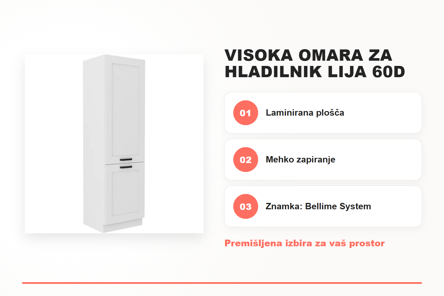 Visoka omara za hladilnik LIJA 60D – pregled ključnih lastnosti