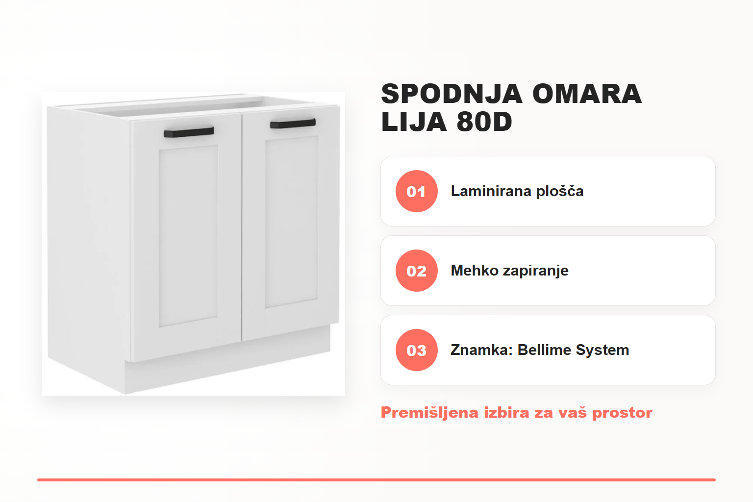 Spodnja omara LIJA 80D – pregled ključnih lastnosti