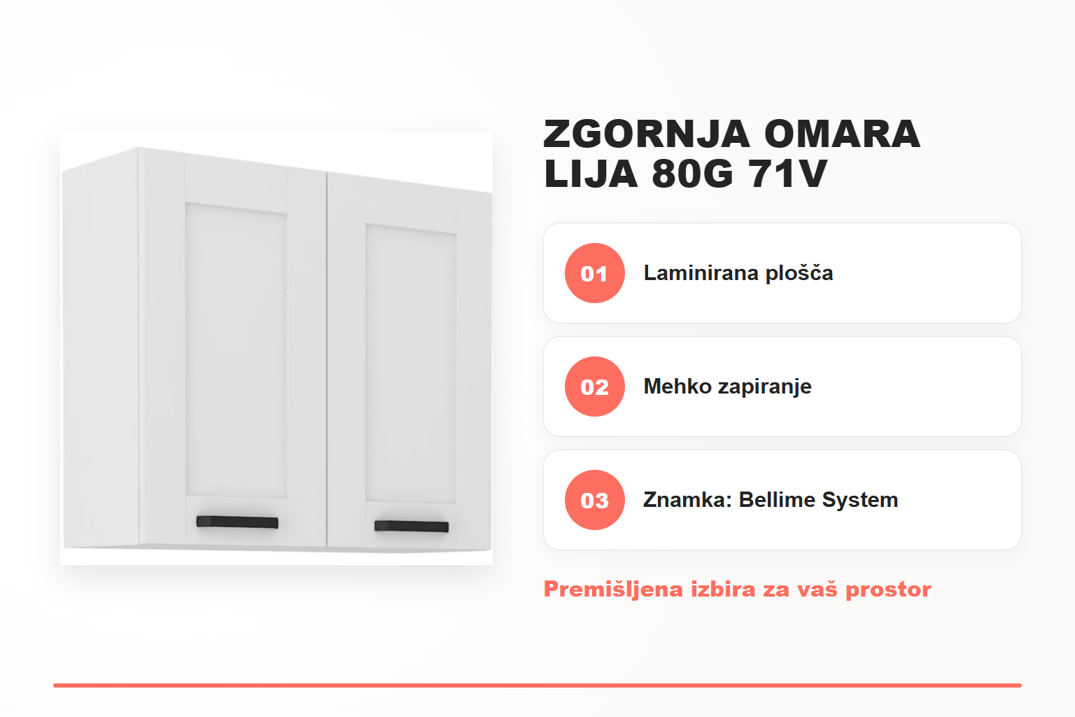 Zgornja omara LIJA 80G 71V – pregled ključnih lastnosti