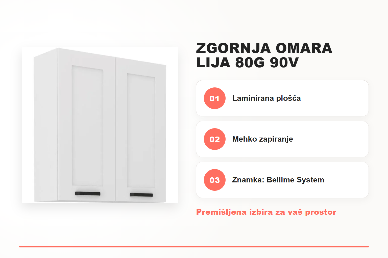 Zgornja omara LIJA 80G 90V – pregled ključnih lastnosti