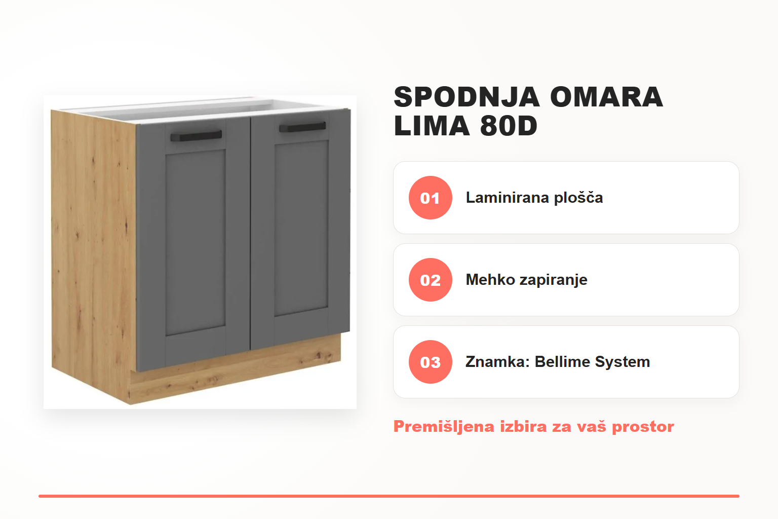 Spodnja omara LIMA 80D – pregled ključnih lastnosti