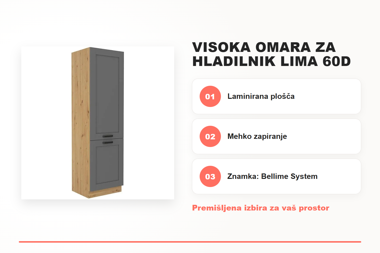 Visoka omara za hladilnik LIMA 60D – pregled ključnih lastnosti