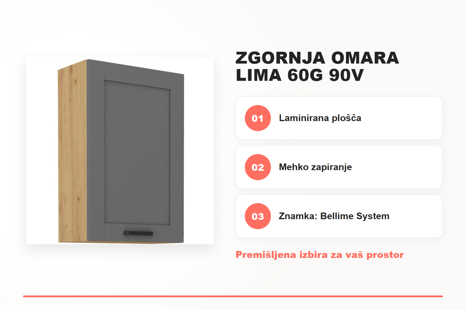Zgornja omara LIMA 60G 90V – pregled ključnih lastnosti