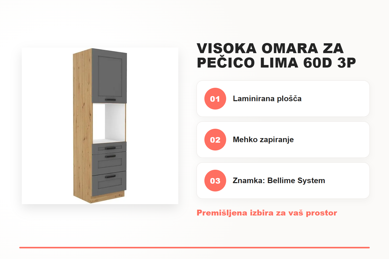 Visoka omara za pečico LIMA 60D 3P – pregled ključnih lastnosti