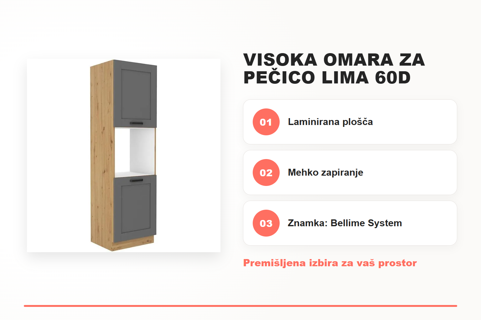 Visoka omara za pečico LIMA 60D – pregled ključnih lastnosti