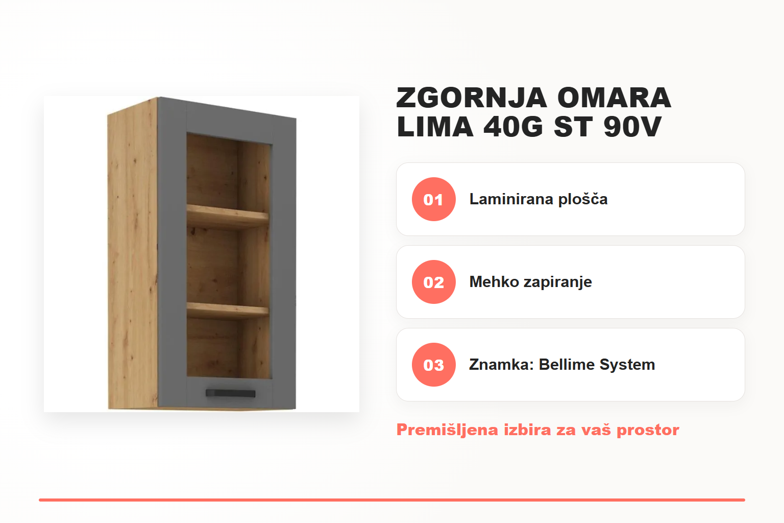 Zgornja omara LIMA 40G ST 90V – pregled ključnih lastnosti