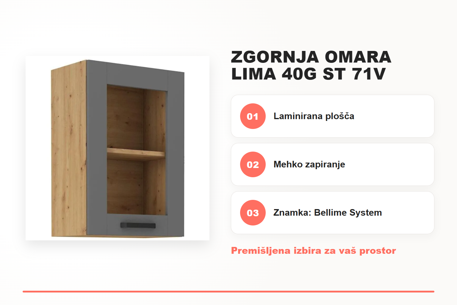 Zgornja omara LIMA 40G ST 71V – pregled ključnih lastnosti