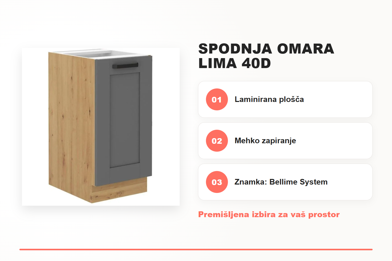 Spodnja omara LIMA 40D – pregled ključnih lastnosti