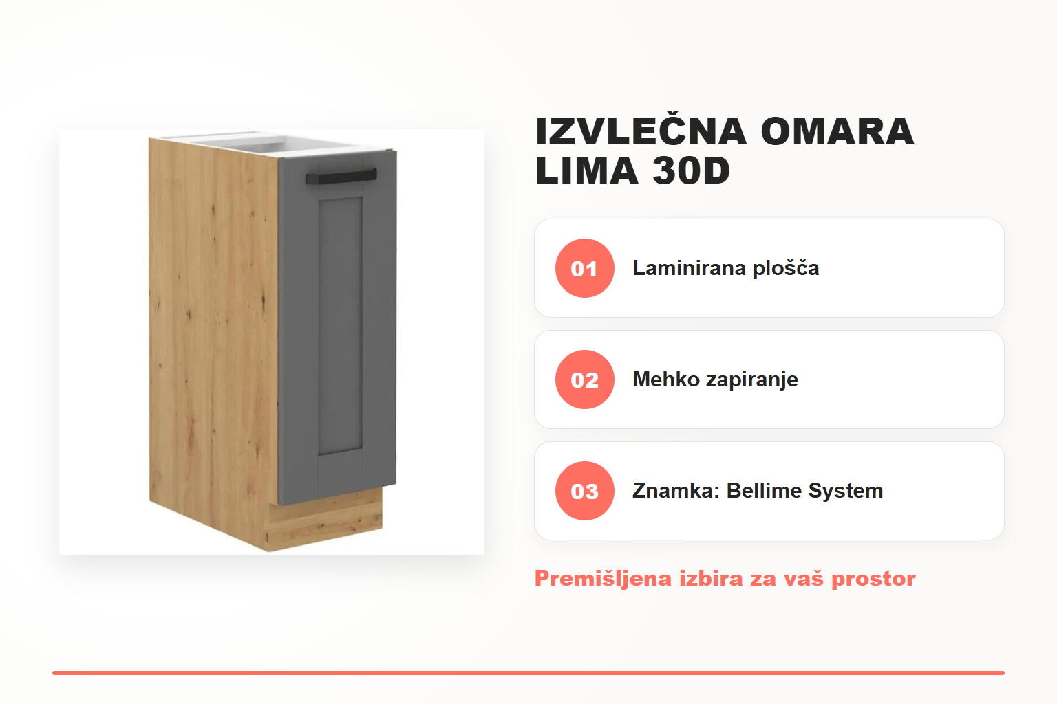 Izvlečna omara LIMA 30D – pregled ključnih lastnosti