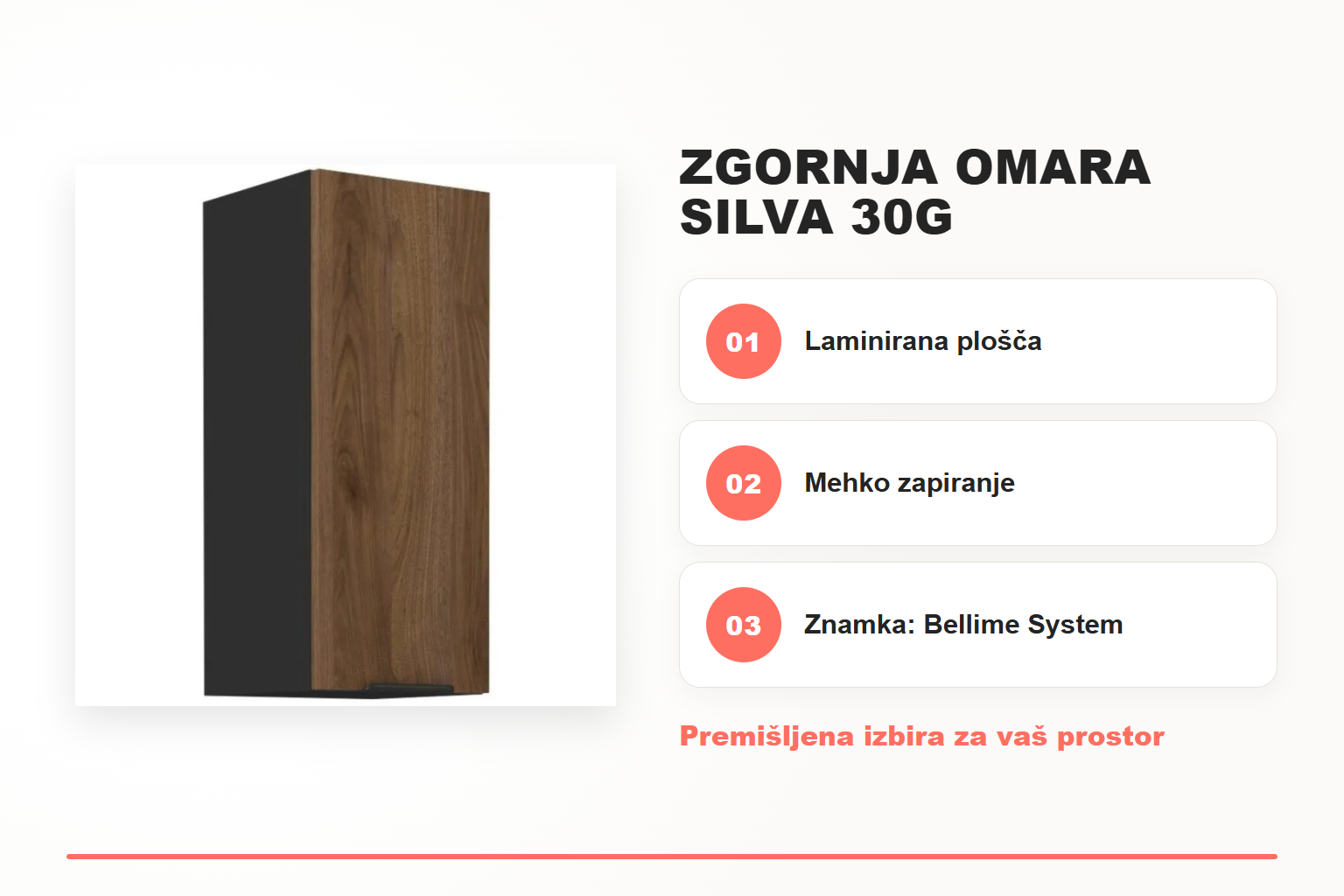 Zgornja omara SILVA 30G – pregled ključnih lastnosti