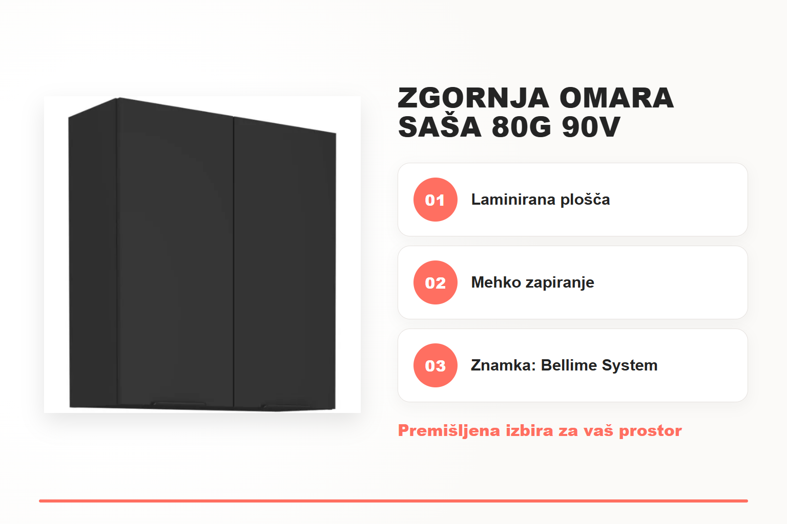 Zgornja omara SAŠA 80G 90V – pregled ključnih lastnosti