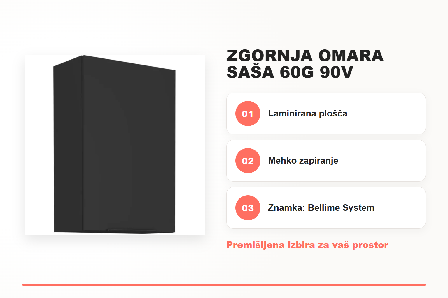 Zgornja omara SAŠA 60G 90V – pregled ključnih lastnosti