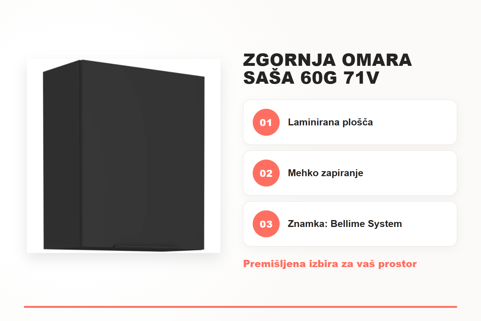 Zgornja omara SAŠA 60G 71V – pregled ključnih lastnosti