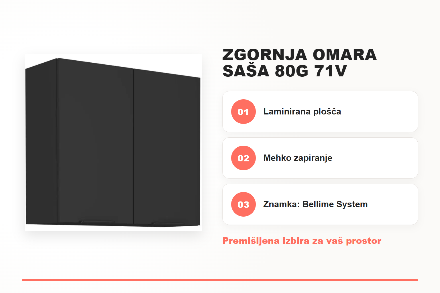 Zgornja omara SAŠA 80G 71V – pregled ključnih lastnosti