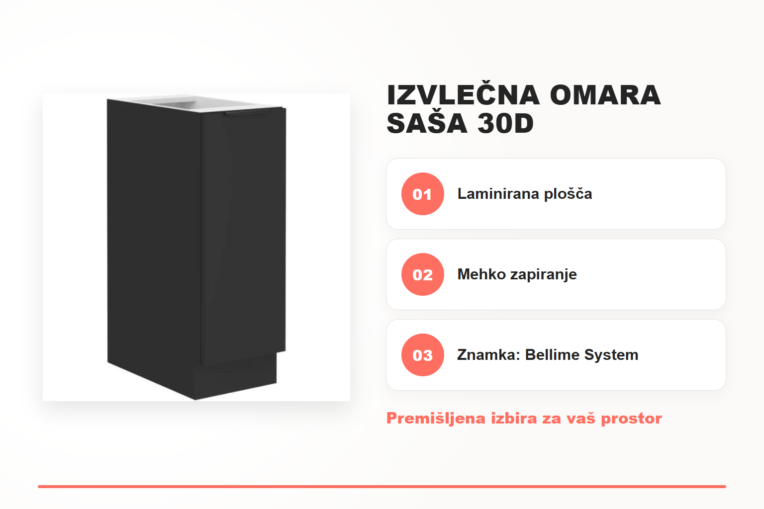 Izvlečna omara SAŠA 30D – pregled ključnih lastnosti