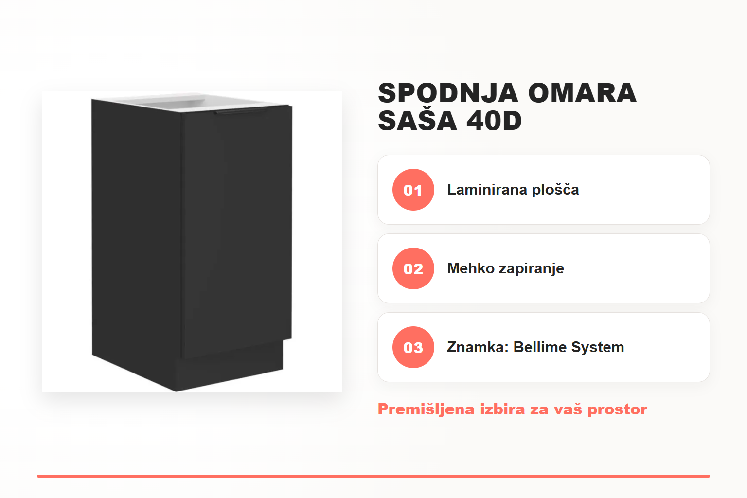 Spodnja omara SAŠA 40D – pregled ključnih lastnosti