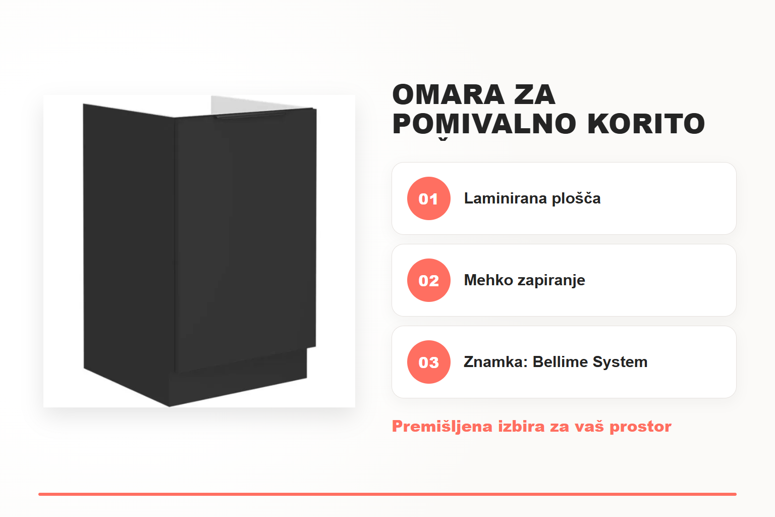 Omara za pomivalno korito SAŠA 50D – pregled ključnih lastnosti