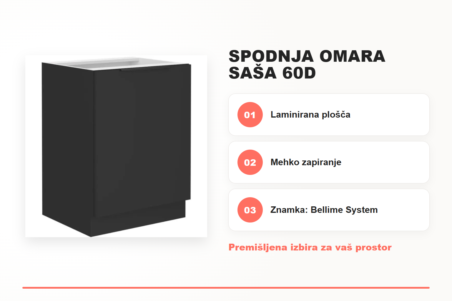 Spodnja omara SAŠA 60D – pregled ključnih lastnosti