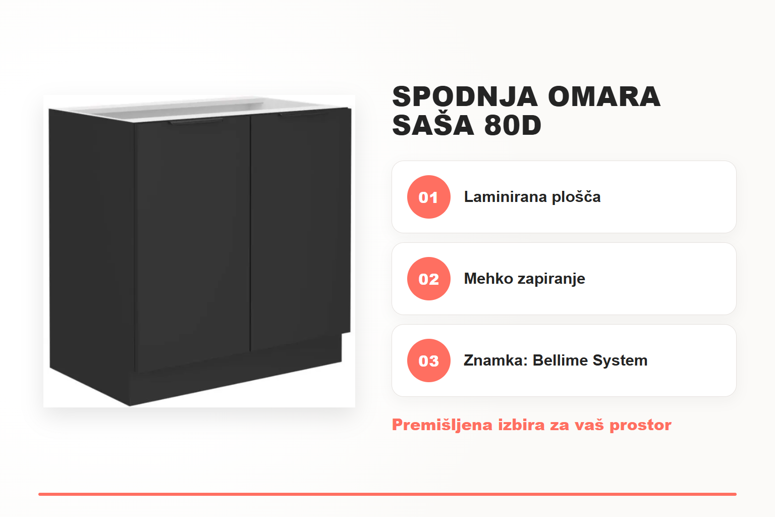 Spodnja omara SAŠA 80D – pregled ključnih lastnosti