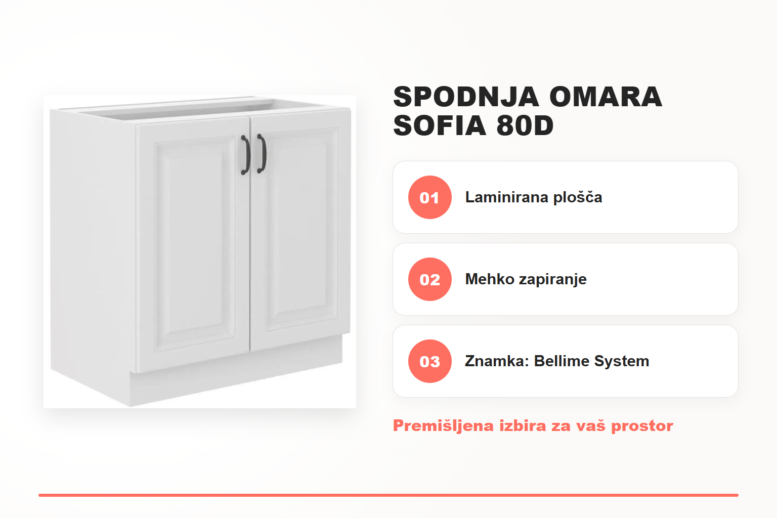 Spodnja omara SOFIA 80D – pregled ključnih lastnosti