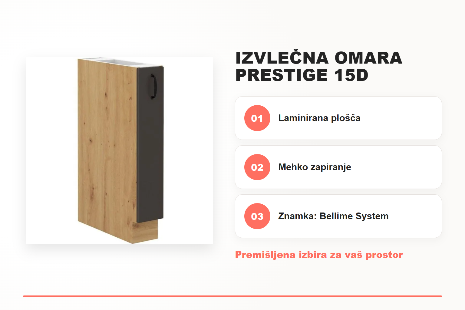 Izvlečna omara PRESTIGE 15D – pregled ključnih lastnosti