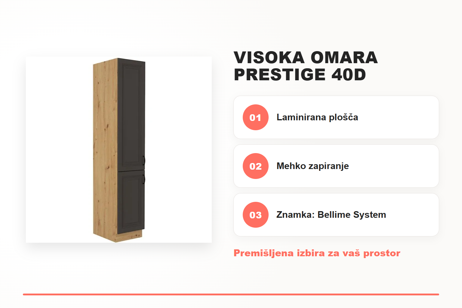 Visoka omara PRESTIGE 40D – pregled ključnih lastnosti