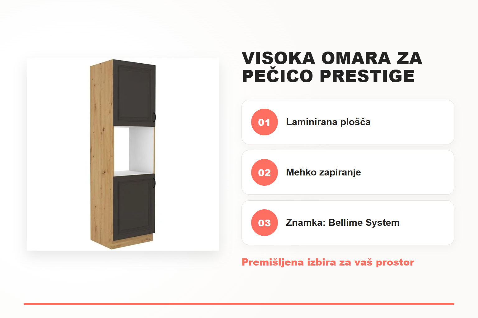 Visoka omara za pečico PRESTIGE 60D – pregled ključnih lastnosti