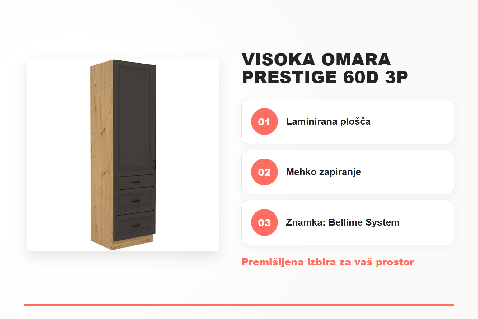 Visoka omara PRESTIGE 60D 3P – pregled ključnih lastnosti