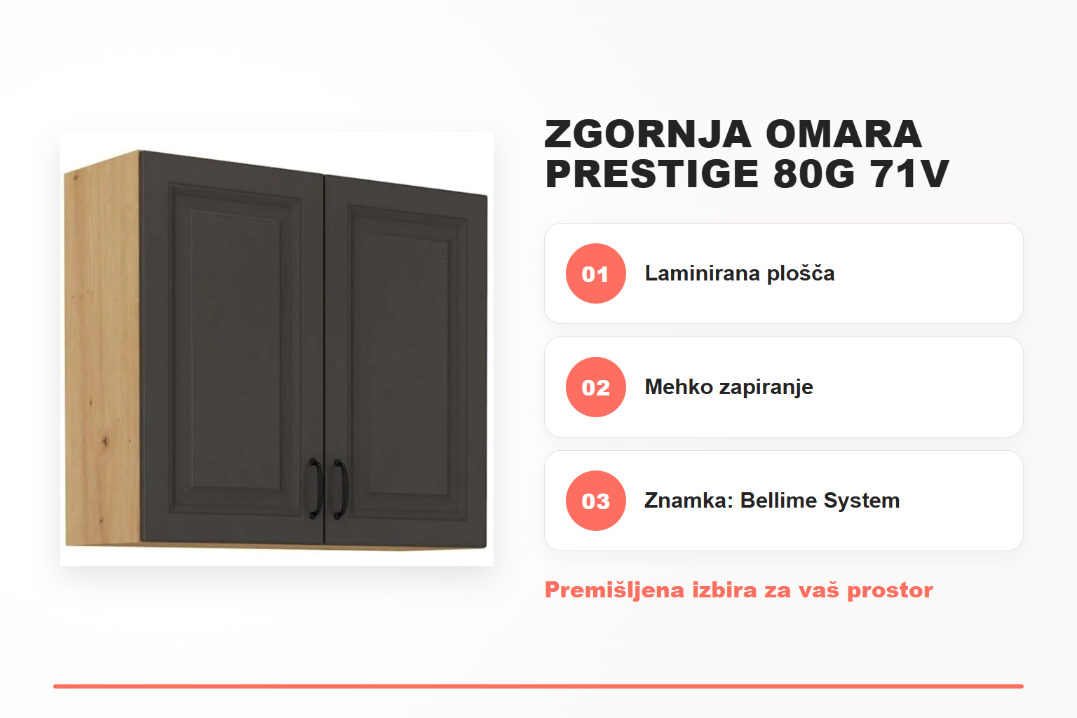Zgornja omara PRESTIGE 80G 71V – pregled ključnih lastnosti