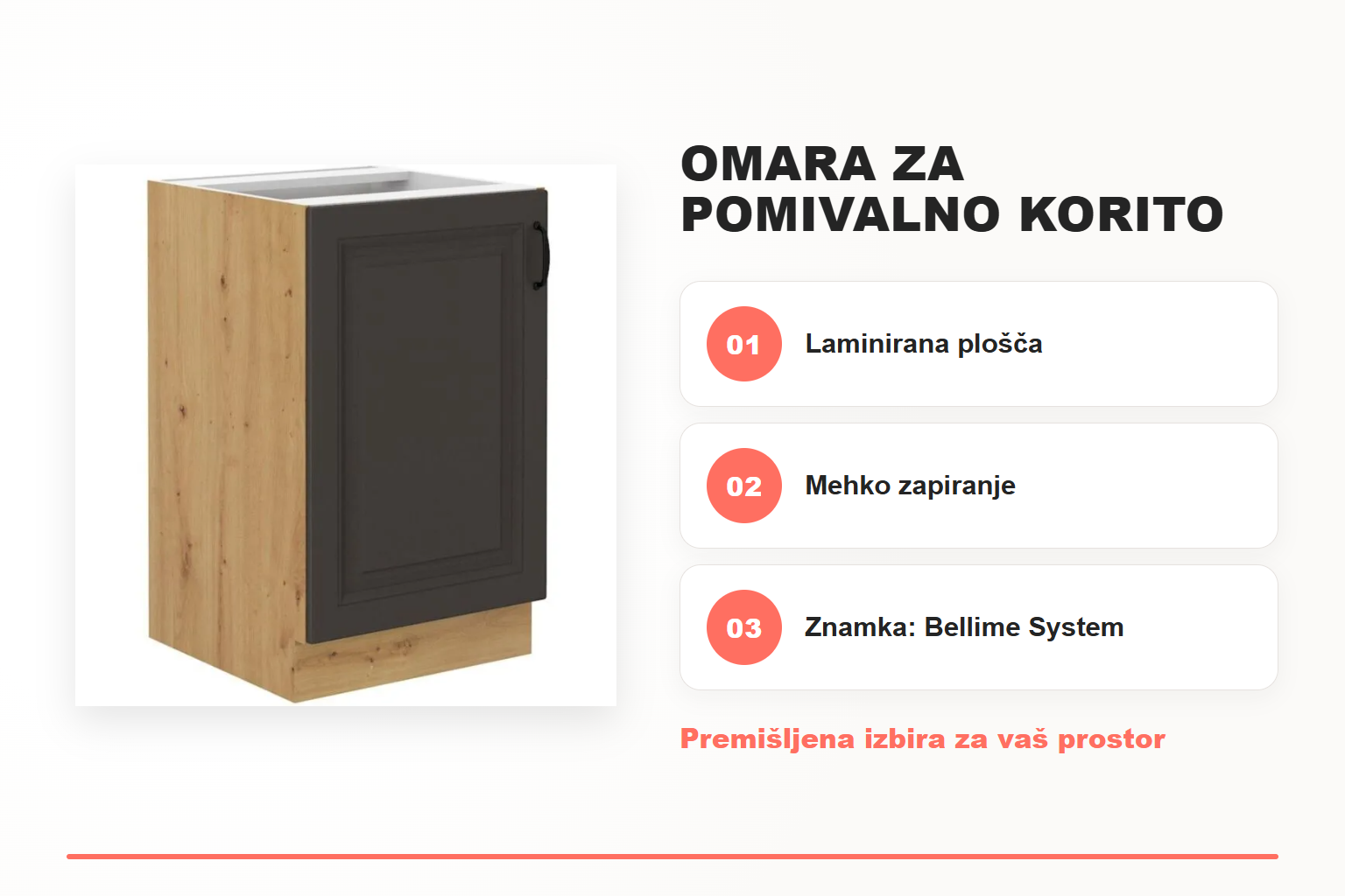 Omara za pomivalno korito PRESTIGE 50D – pregled ključnih lastnosti
