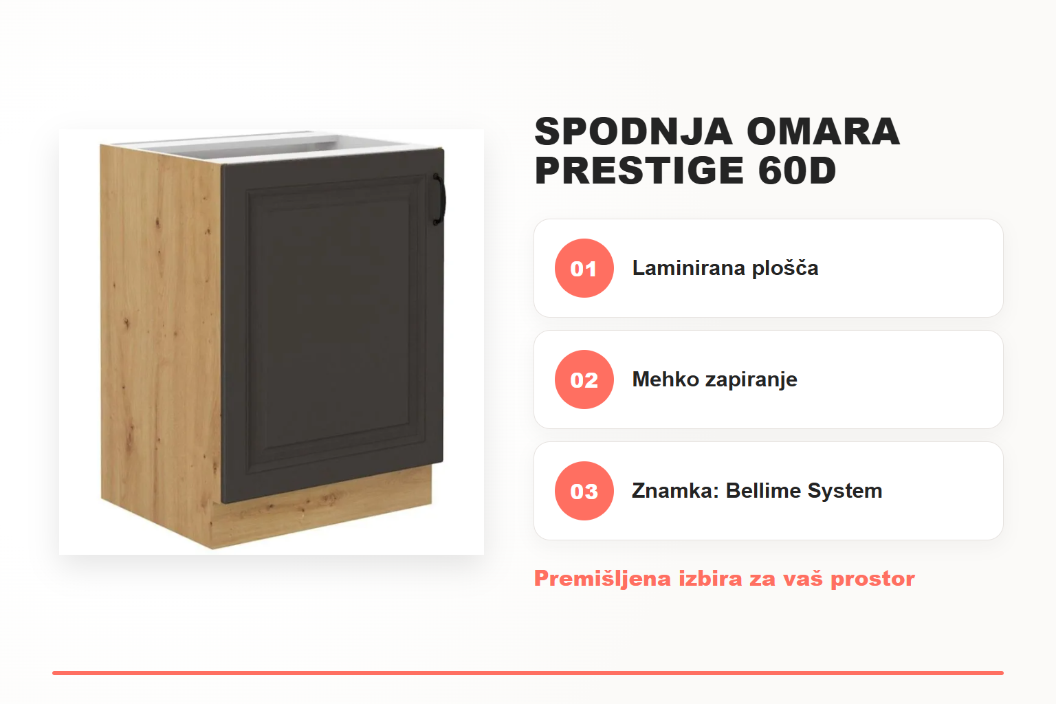 Spodnja omara PRESTIGE 60D – pregled ključnih lastnosti