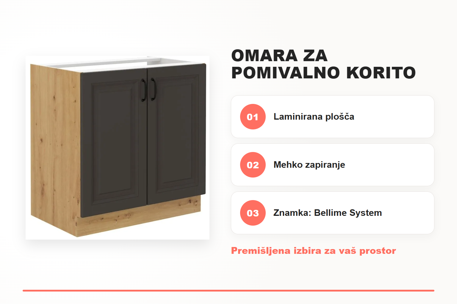 Omara za pomivalno korito PRESTIGE 80D – pregled ključnih lastnosti