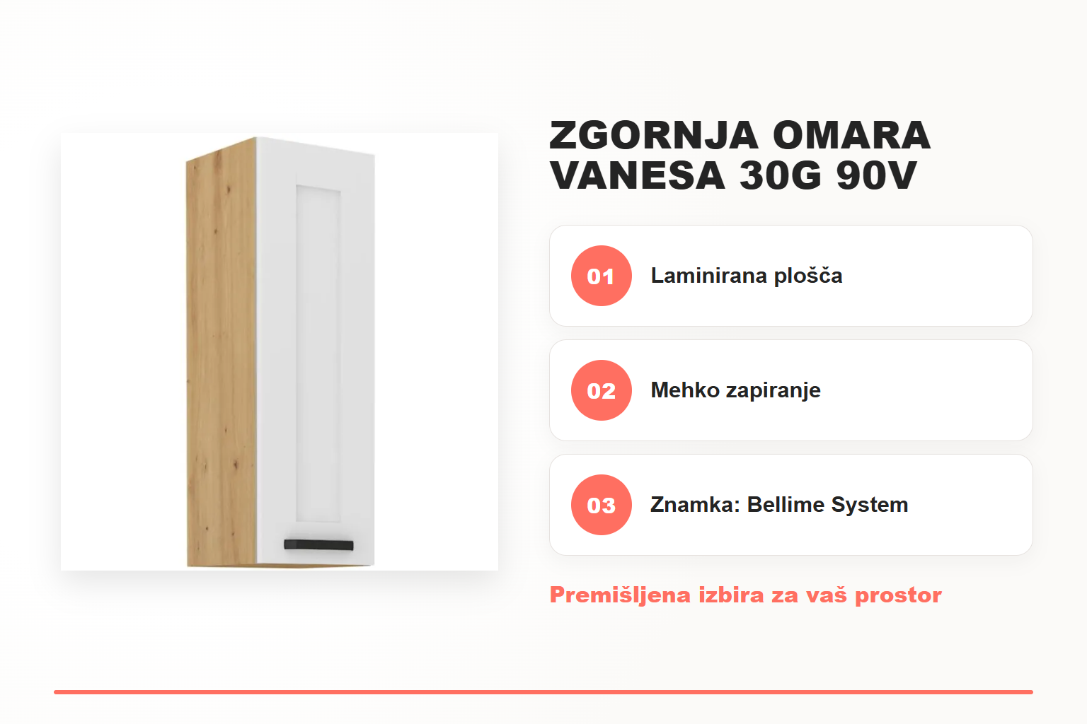 Zgornja omara VANESA 30G 90V – pregled ključnih lastnosti