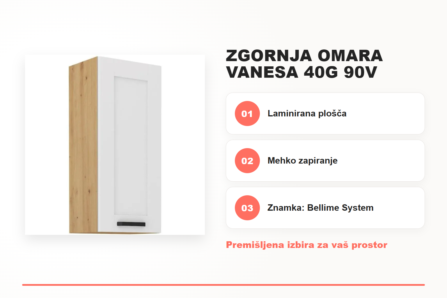 Zgornja omara VANESA 40G 90V – pregled ključnih lastnosti