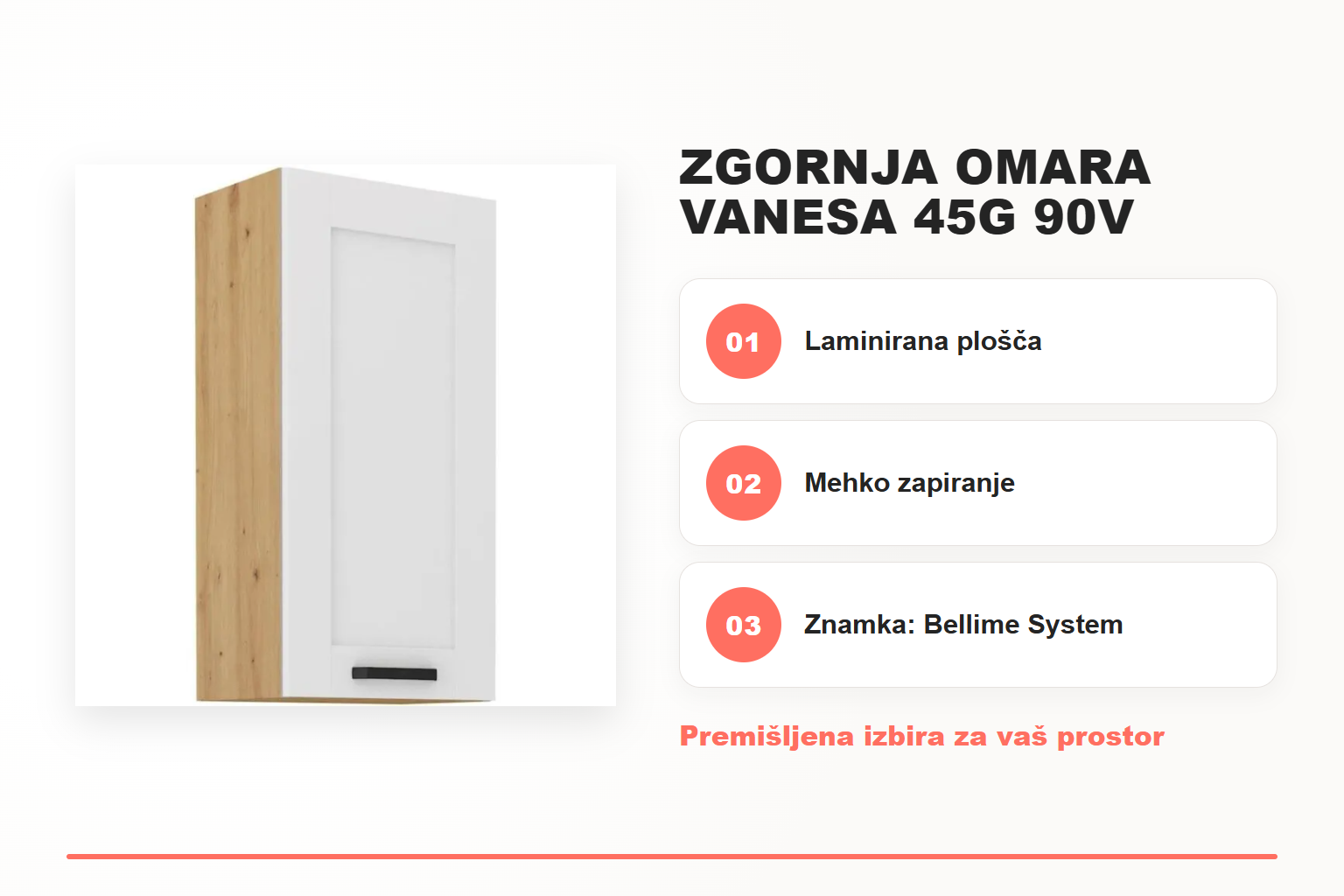 Zgornja omara VANESA 45G 90V – pregled ključnih lastnosti