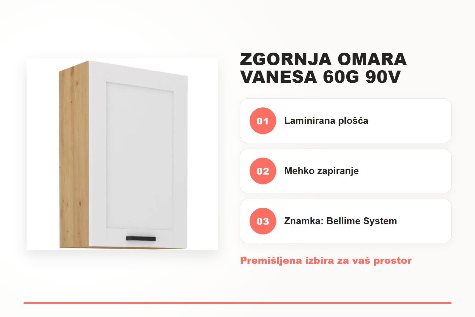 Zgornja omara VANESA 60G 90V – pregled ključnih lastnosti