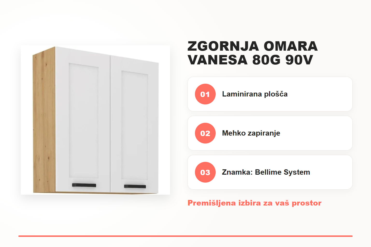 Zgornja omara VANESA 80G 90V – pregled ključnih lastnosti