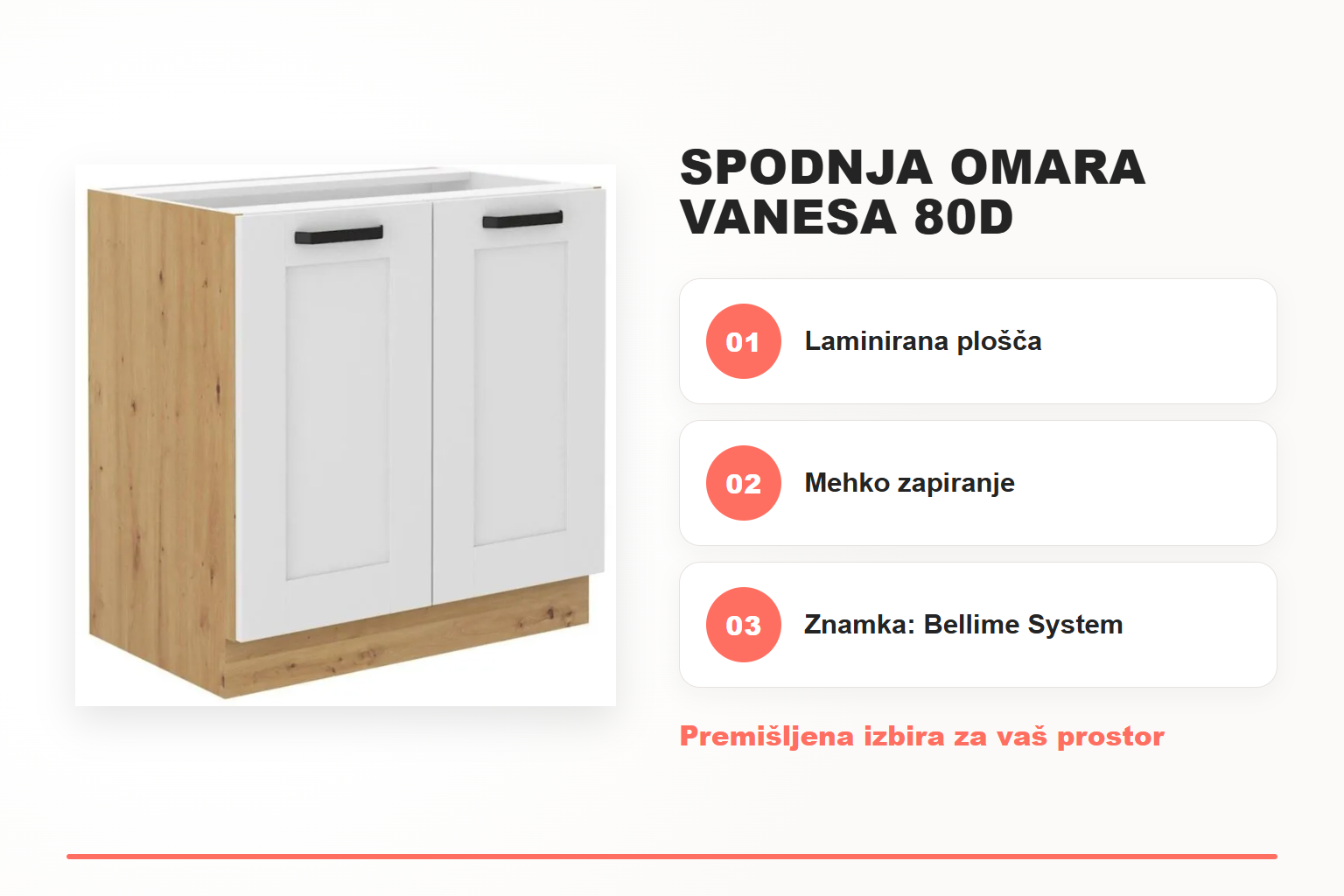 Spodnja omara VANESA 80D – pregled ključnih lastnosti