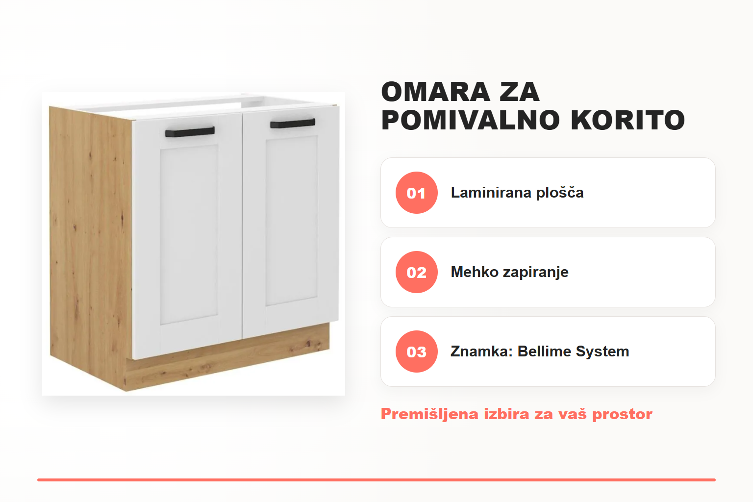 Omara za pomivalno korito VANESA 80D – pregled ključnih lastnosti