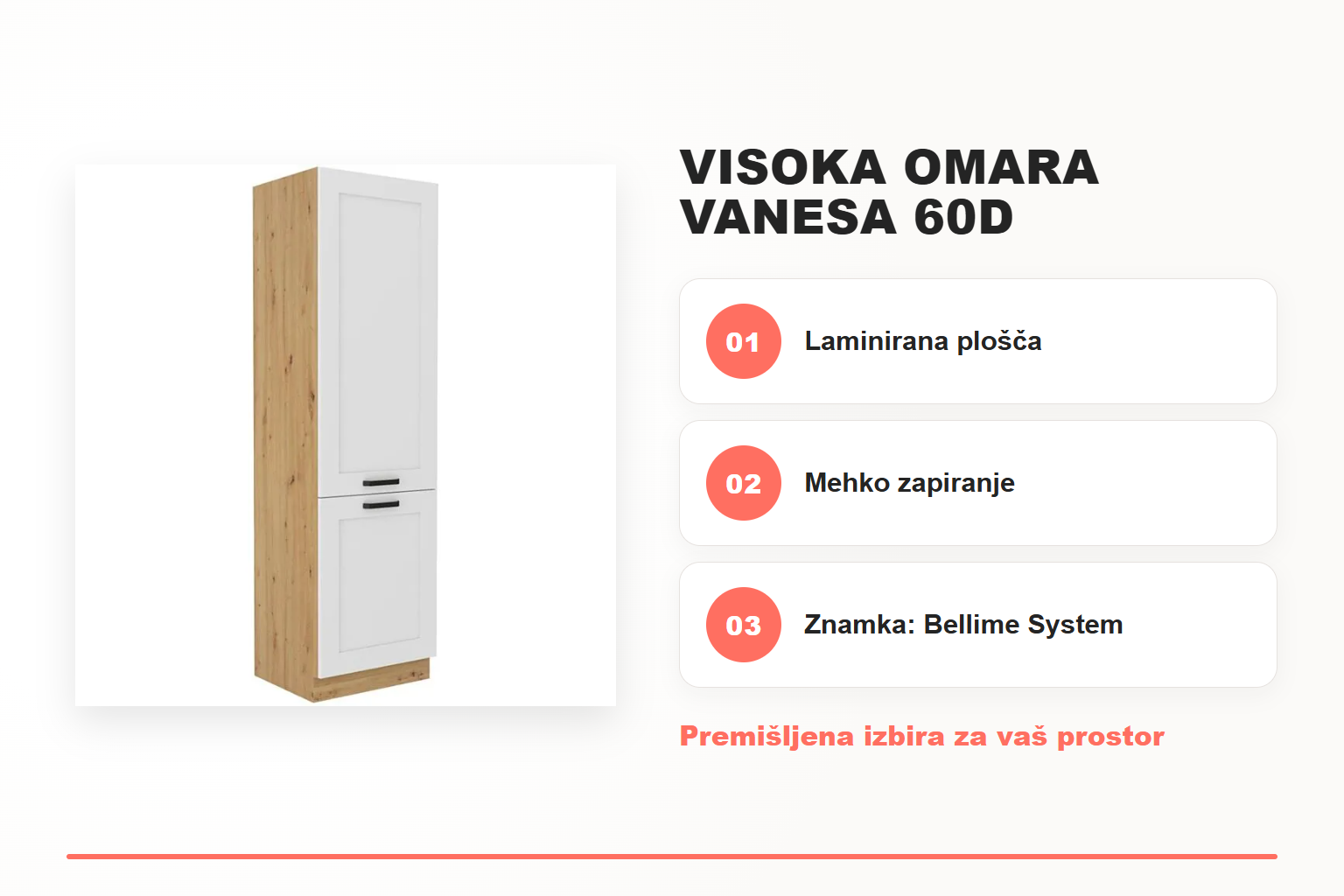 Visoka omara VANESA 60D – pregled ključnih lastnosti