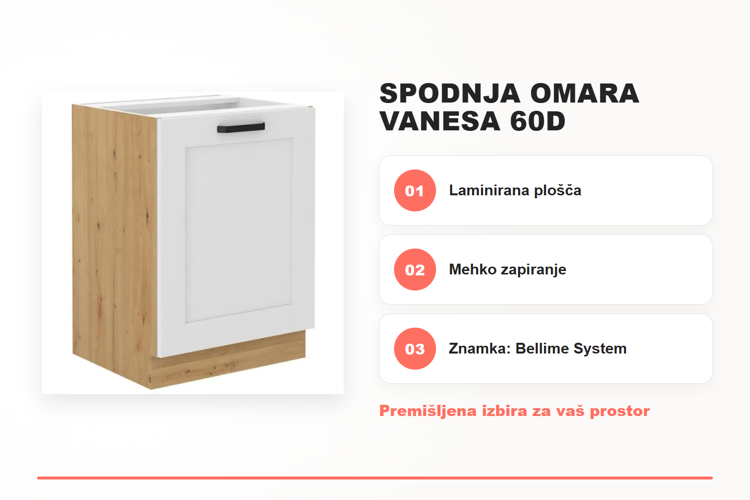 Spodnja omara VANESA 60D – pregled ključnih lastnosti